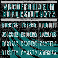 Load image into Gallery viewer, Custom Black Teal-White Distressed Diagonal Stripes Wind Shapes Sports Sublimation Soccer Uniform Jersey
