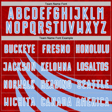 Load image into Gallery viewer, Custom Red Light Blue-White Distressed Diagonal Stripes Wind Shapes Sports Sublimation Soccer Uniform Jersey
