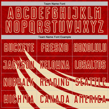 Charger l'image dans la galerie, Custom Red Cream Distressed Diagonal Stripes Wind Shapes Sports Sublimation Soccer Uniform Jersey
