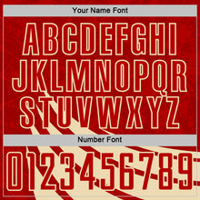 Charger l'image dans la galerie, Custom Red Cream Distressed Diagonal Stripes Wind Shapes Sports Sublimation Soccer Uniform Jersey
