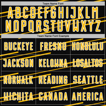 Load image into Gallery viewer, Custom Black Gold-White Diagonal Pinstripes Lines Sports Sublimation Soccer Uniform Jersey
