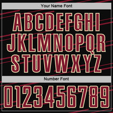 Laden Sie das Bild in den Galerie-Viewer, Custom Black Crimson-Cream Diagonal Pinstripes Lines Sports Sublimation Soccer Uniform Jersey
