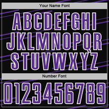 Laden Sie das Bild in den Galerie-Viewer, Custom Black Purple-White Diagonal Pinstripes Lines Sports Sublimation Soccer Uniform Jersey
