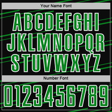 Load image into Gallery viewer, Custom Black Grass Green-White Diagonal Pinstripes Lines Sports Sublimation Soccer Uniform Jersey
