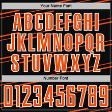 Laden Sie das Bild in den Galerie-Viewer, Custom Black Orange-White Diagonal Pinstripes Lines Sports Sublimation Soccer Uniform Jersey
