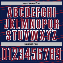 Charger l'image dans la galerie, Custom Navy Crimson-White Diagonal Pinstripes Lines Sports Sublimation Soccer Uniform Jersey
