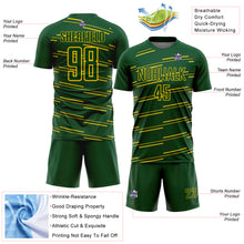 Загрузить изображение в средство просмотра галереи, Custom Green Yellow Diagonal Pinstripes Lines Sports Sublimation Soccer Uniform Jersey
