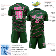 Загрузить изображение в средство просмотра галереи, Custom Green Pink-White Diagonal Pinstripes Lines Sports Sublimation Soccer Uniform Jersey
