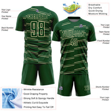 Загрузить изображение в средство просмотра галереи, Custom Green Cream Diagonal Pinstripes Lines Sports Sublimation Soccer Uniform Jersey

