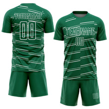 Load image into Gallery viewer, Custom Kelly Green White Diagonal Pinstripes Lines Sports Sublimation Soccer Uniform Jersey
