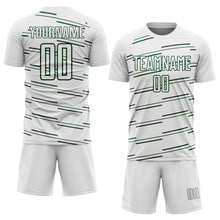 Load image into Gallery viewer, Custom White Green Diagonal Pinstripes Lines Sports Sublimation Soccer Uniform Jersey
