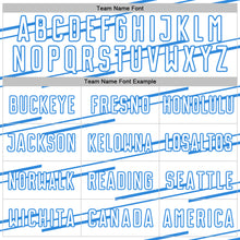 Charger l'image dans la galerie, Custom White Powder Blue Diagonal Pinstripes Lines Sports Sublimation Soccer Uniform Jersey
