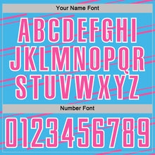 Загрузить изображение в средство просмотра галереи, Custom Sky Blue Pink-White Diagonal Pinstripes Lines Sports Sublimation Soccer Uniform Jersey
