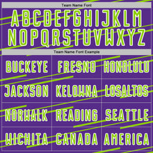 Laden Sie das Bild in den Galerie-Viewer, Custom Purple Neon Green-White Diagonal Pinstripes Lines Sports Sublimation Soccer Uniform Jersey
