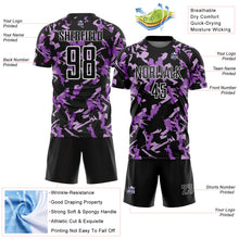 Charger l'image dans la galerie, Custom Black White-Purple Geometric Camo Fragment Sports Sublimation Soccer Uniform Jersey
