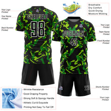 Charger l'image dans la galerie, Custom Black White-Green Geometric Camo Fragment Sports Sublimation Soccer Uniform Jersey
