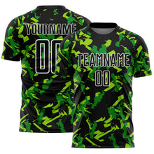 Charger l'image dans la galerie, Custom Black White-Green Geometric Camo Fragment Sports Sublimation Soccer Uniform Jersey
