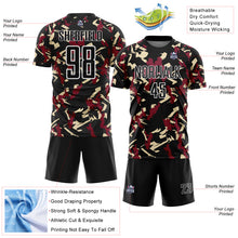 Charger l'image dans la galerie, Custom Black White Crimson-Cream Geometric Camo Fragment Sports Sublimation Soccer Uniform Jersey
