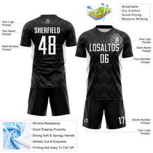 Load image into Gallery viewer, Custom Black White-Steel Gray Colombia Zigzag Pattern Sublimation Soccer Uniform Jersey

