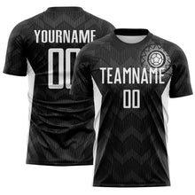 Load image into Gallery viewer, Custom Black White-Steel Gray Colombia Zigzag Pattern Sublimation Soccer Uniform Jersey
