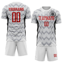 Load image into Gallery viewer, Custom White Red Gray-Black Colombia Zigzag Pattern Sublimation Soccer Uniform Jersey
