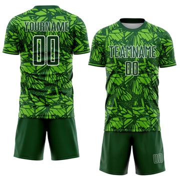 Custom Green Aurora Green-White Colombia Butterfly Wings Pattern Sublimation Soccer Uniform Jersey
