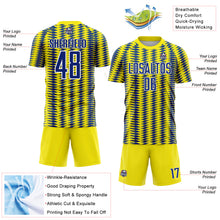 Загрузить изображение в средство просмотра галереи, Custom Light Yellow Royal-White Colombia Feather Pattern Sublimation Soccer Uniform Jersey
