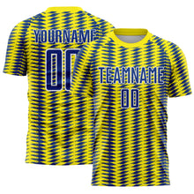 Загрузить изображение в средство просмотра галереи, Custom Light Yellow Royal-White Colombia Feather Pattern Sublimation Soccer Uniform Jersey
