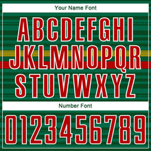 Load image into Gallery viewer, Custom Green Red Yellow-White Colombia Horizontal Stripes Geometric Aztec Tribal Pattern Sublimation Soccer Uniform Jersey
