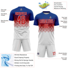 Load image into Gallery viewer, Custom Royal Red-White Colombia Gradient Lines Sublimation Soccer Uniform Jersey
