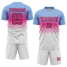 Load image into Gallery viewer, Custom Light Blue Pink Black-White Colombia Gradient Lines Sublimation Soccer Uniform Jersey
