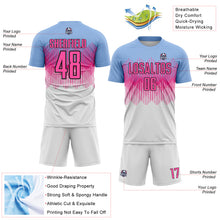 Load image into Gallery viewer, Custom Light Blue Pink Black-White Colombia Gradient Lines Sublimation Soccer Uniform Jersey
