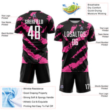 Charger l'image dans la galerie, Custom Black White-Pink Colombia Brush Stroke Sublimation Soccer Uniform Jersey
