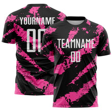 Charger l'image dans la galerie, Custom Black White-Pink Colombia Brush Stroke Sublimation Soccer Uniform Jersey
