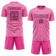 Load image into Gallery viewer, Custom Light Pink Pink-Black Colombia Geometric Interlocking Pattern Sublimation Soccer Uniform Jersey
