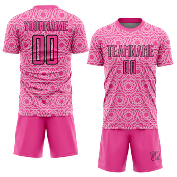 Custom Light Pink Pink-Black Colombia Geometric Interlocking Pattern Sublimation Soccer Uniform Jersey