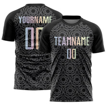 Charger l'image dans la galerie, Custom Black Gradient-Steel Gray Colombia Geometric Interlocking Pattern Sublimation Soccer Uniform Jersey
