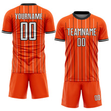 Load image into Gallery viewer, Custom Orange White-Black France Vertical Pinstripe Sublimation Soccer Uniform Jersey
