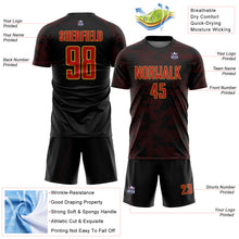Load image into Gallery viewer, Custom Black Red-Old Gold Curve Lines Sublimation Soccer Uniform Jersey

