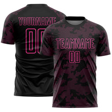 Load image into Gallery viewer, Custom Black-Pink Curve Lines Sublimation Soccer Uniform Jersey
