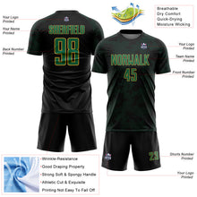 Load image into Gallery viewer, Custom Black Kelly Green-Old Gold Curve Lines Sublimation Soccer Uniform Jersey

