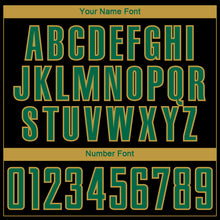 Load image into Gallery viewer, Custom Black Kelly Green-Old Gold Curve Lines Sublimation Soccer Uniform Jersey
