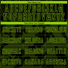 Laden Sie das Bild in den Galerie-Viewer, Custom Black-Neon Green Curve Lines Sublimation Soccer Uniform Jersey
