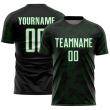 Load image into Gallery viewer, Custom Black White-Grass Green Curve Lines Sublimation Soccer Uniform Jersey
