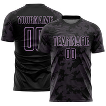 Load image into Gallery viewer, Custom Black-Light Purple Curve Lines Sublimation Soccer Uniform Jersey
