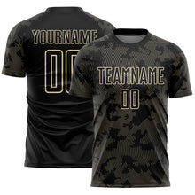 Load image into Gallery viewer, Custom Black-Cream Curve Lines Sublimation Soccer Uniform Jersey
