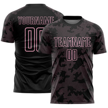 Laden Sie das Bild in den Galerie-Viewer, Custom Black-Light Pink Curve Lines Sublimation Soccer Uniform Jersey

