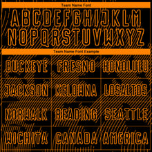 Laden Sie das Bild in den Galerie-Viewer, Custom Black-Bay Orange Curve Lines Sublimation Soccer Uniform Jersey

