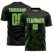 Load image into Gallery viewer, Custom Black Aurora Green-White Curve Lines Sublimation Soccer Uniform Jersey
