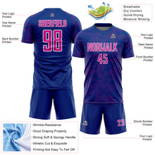 Load image into Gallery viewer, Custom Royal Deep Pink-White Curve Lines Sublimation Soccer Uniform Jersey
